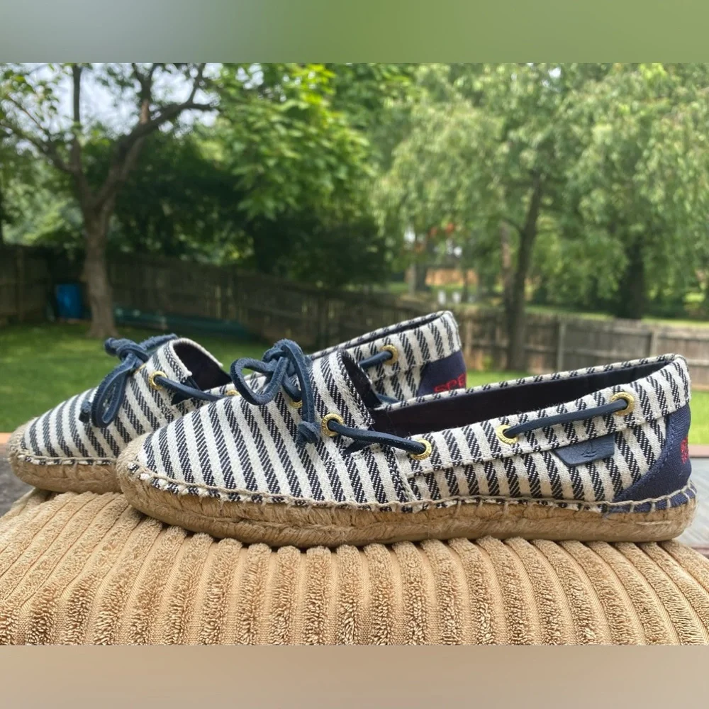 Sperry Navy and Cream Espadrilles with Jute Sole - Picture 3 of 9